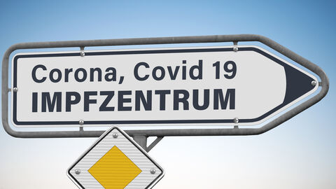 Wegweiser zum Impfzentrum Wegweiser zum Impfzentrum