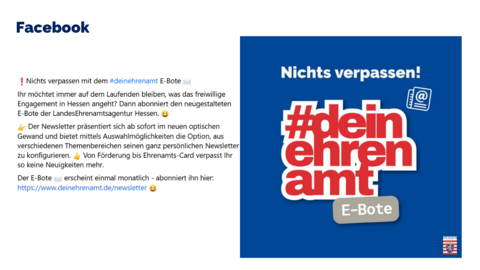 Facebook Post "#deinehrenamt E-Bote" vom 21.04.2022