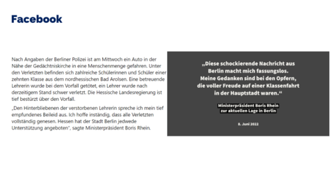 Facebook Post vom 08.06.2022