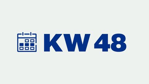 Grafik mit der Aufschrift "KW 48" für "Kalenderwoche 48"