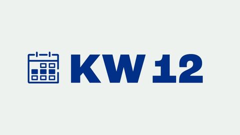 Grafik mit der Aufschrift "KW 12" für "Kalenderwoche 12"