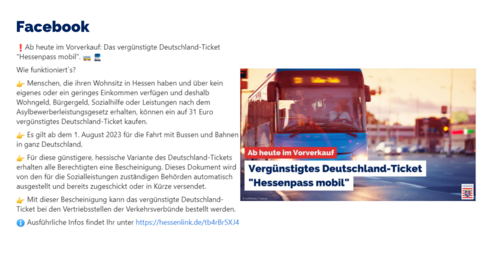 Facebook-Post vom 30. Juni 2023