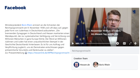 Facebook-Post vom 9. November 2023