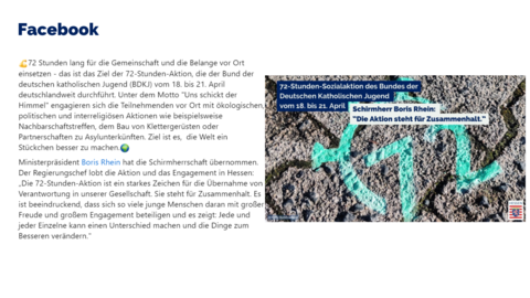 Facebook-Post vom 16. April 2024