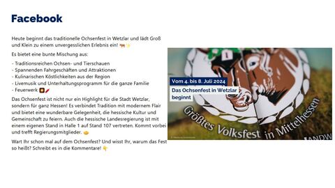Facebook-Post vom 04.07.24