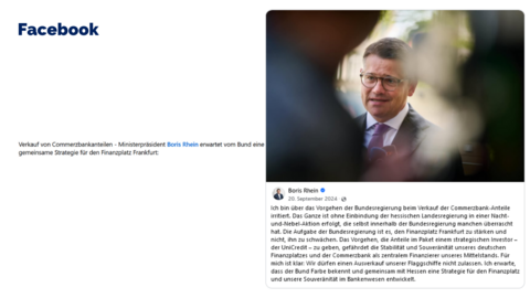 Facebook-Post vom 20. September 2024