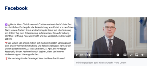 Facebook-Post vom 20. April 2025