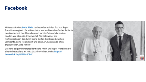 Facebook-Post vom 21. April 2025