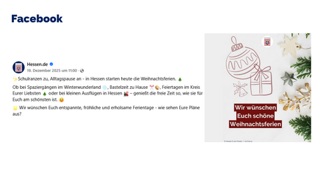 Facebook Post vom 19. Dezember 2025