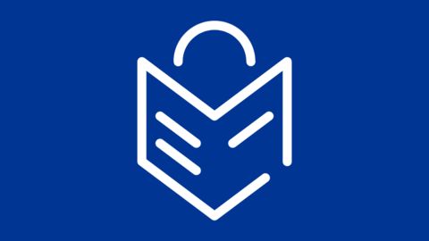 Das Zeichen für Leichte Sprache auf einem blauen Hintergrund