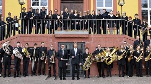 Das gesamte Landesjugendblasorchester Das gesamte Landesjugendblasorchester posiert für ein Gruppenbild mit ihren Instrumenten