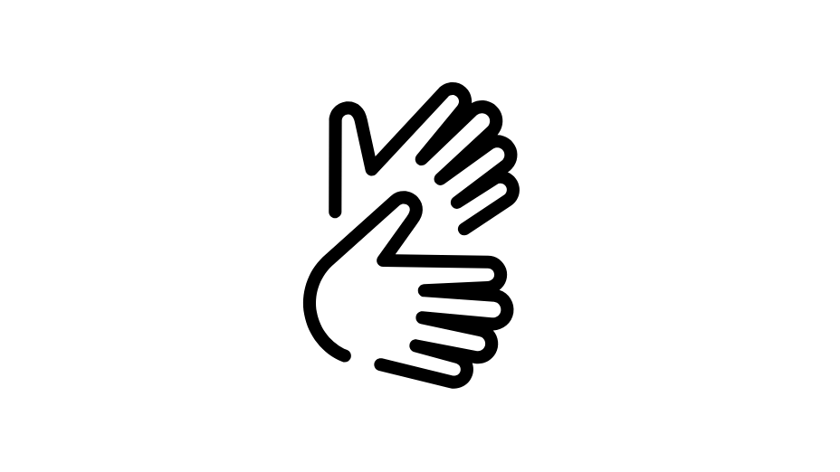 Das Zeichen für Gebärden-Sprache Zwei Hände