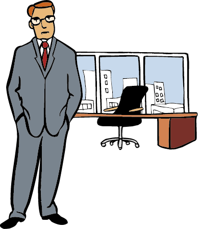 Chef Dieser Mann leitet eine Firma.