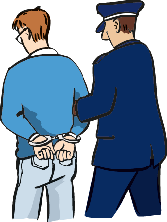 Polizei-Festnahme Ein Polizist führt einen Mann ab. Dieser Mann wurde verhaftet.